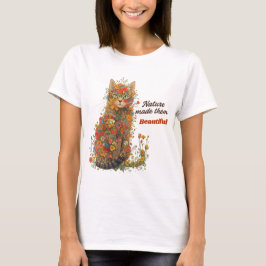 Camiseta Floral de Gato 'A Natureza os Fez Bonitos