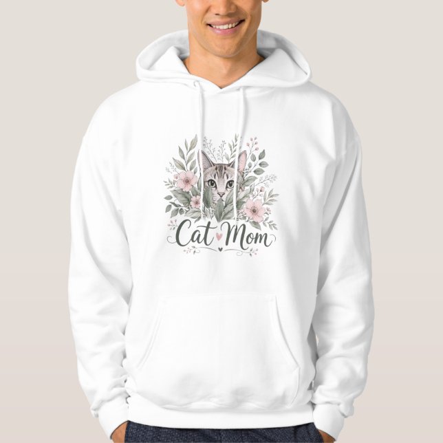 Camiseta Floral de Gato Botânico Mãe (Frente)