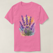 Camiseta Floral de Lavanda em Aquarela