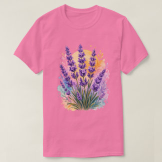 Camiseta Floral de Lavanda em Aquarela