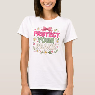 Camiseta Floral de Margarida com Laço Rosa Proteja