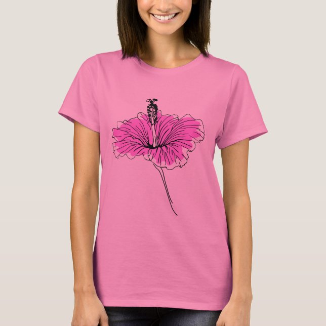Camiseta Floral e rosa (Frente)