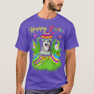 Camiseta Floral Easter Egg Lover Funny Alaskan Malamute Dog