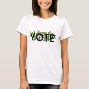 Camiseta Floral Elegante Feminino Vintage Verde Vote