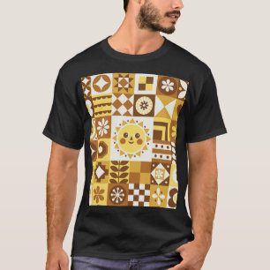 Camiseta Floral escandinavo: Abstrato Vintage Card.