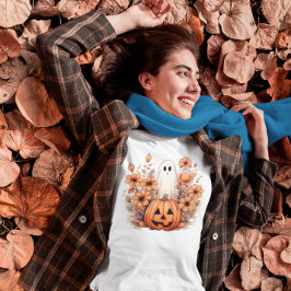 Camiseta Floral Fall Halloween Pumpkin
