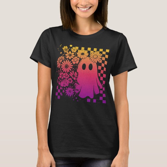 Camiseta Floral-Fall-Neon-Ghost-Halloween (Frente)