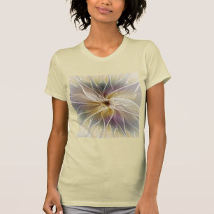 Camiseta Floral Fantasy Dourada Eggplant Abstrato Art Fract