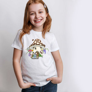 Camiseta Floral Fantasy Mouse Mushroom House