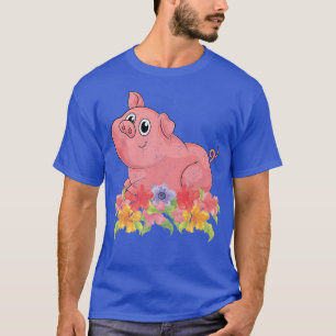 Camiseta Floral Farm Animal Farmer Animal Lover Flowers Pig
