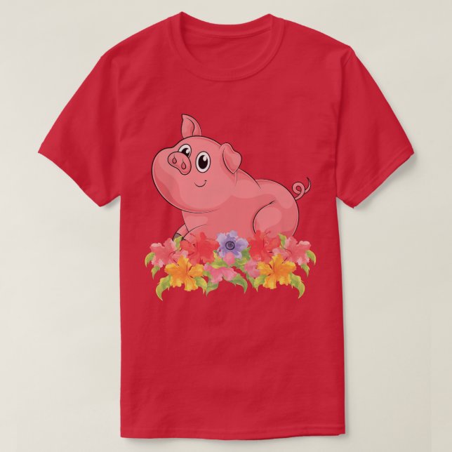 Camiseta Floral Farm Animal Lover Farming Farmer Piglet Cut (Frente do Design)