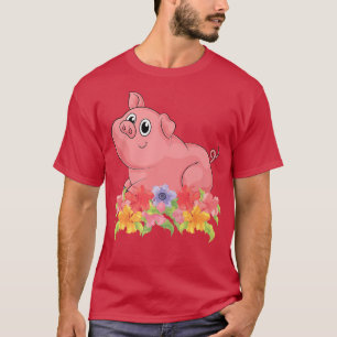 Camiseta Floral Farm Animal Lover Farming Farmer Piglet Cut