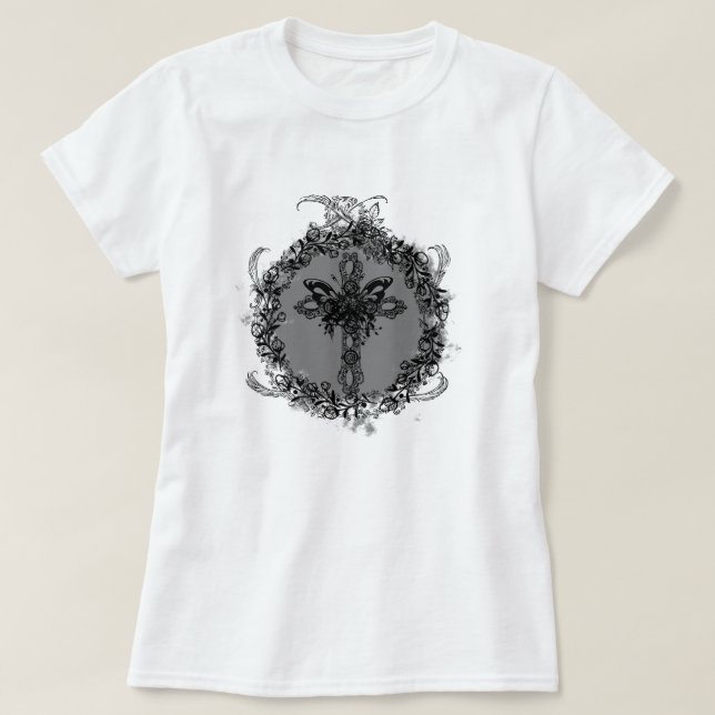 Camiseta Floral Flor Preto (Frente do Design)