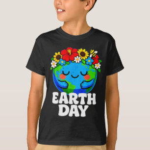 Camiseta Floral fofo dia da terra mês 2026 meninas crianças