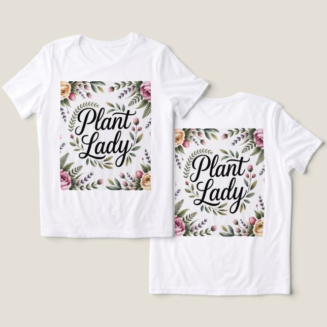 Camiseta Floral Frame Lady T-Shirt (Design Frente e Verso)