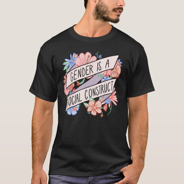 Camiseta Floral Gender Is A Social Construct Transgender Da (Frente)