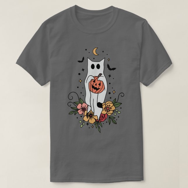 Camiseta Floral Ghost Halloween Spooky Season Ghost Flower (Frente do Design)
