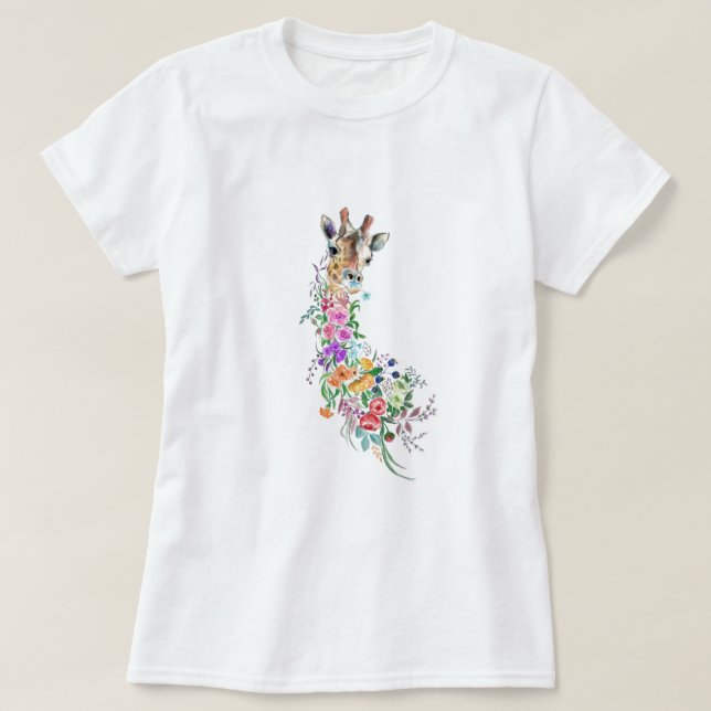 Camiseta Floral Giraffe T-Shirt (Frente do Design)