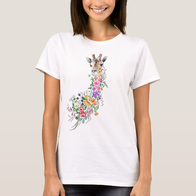 Camiseta Floral Giraffe T-Shirt (Frente)