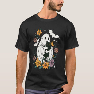 Camiseta Floral Groovy no Halloween Fantasmagórico Fantasma