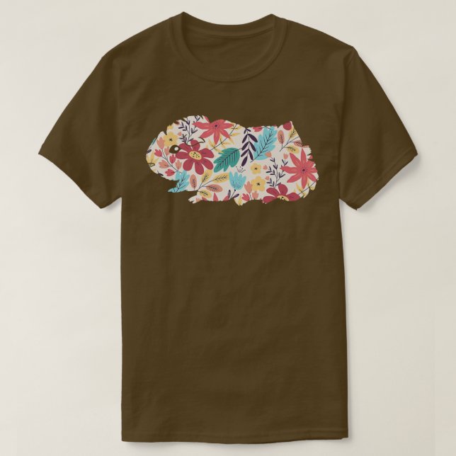 Camiseta Floral Guiné Flor Guiné-Flor Prêmio para Porcos (Frente do Design)