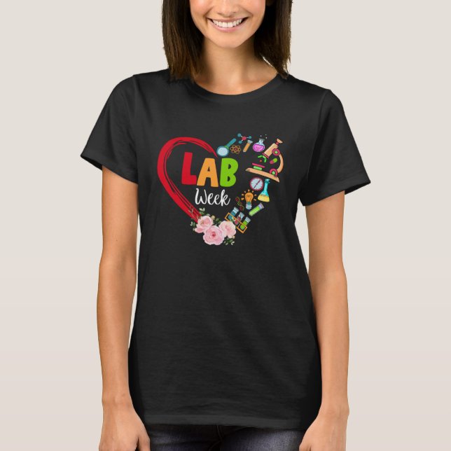 Camiseta Floral Heart Lab Week 2023 Medical Laboratory Tech (Frente)