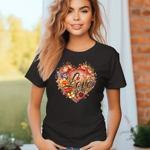 Camiseta Floral Heart Love Women's