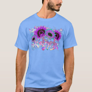 Camiseta Floral Hippie Flor Aestética de Onda Sintética Vap