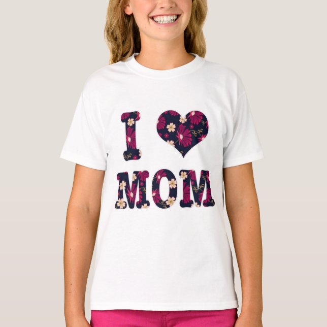Camiseta Floral I Love Mãe (Frente)