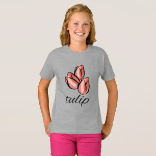 Camiseta floral legal de tulipa rosa vintage prese