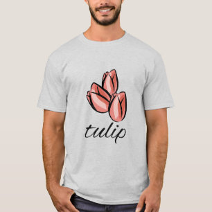 Camiseta floral legal de tulipa rosa vintage prese