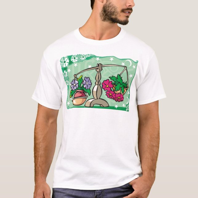 Camiseta Floral Libra Escala que pesa flores (Frente)