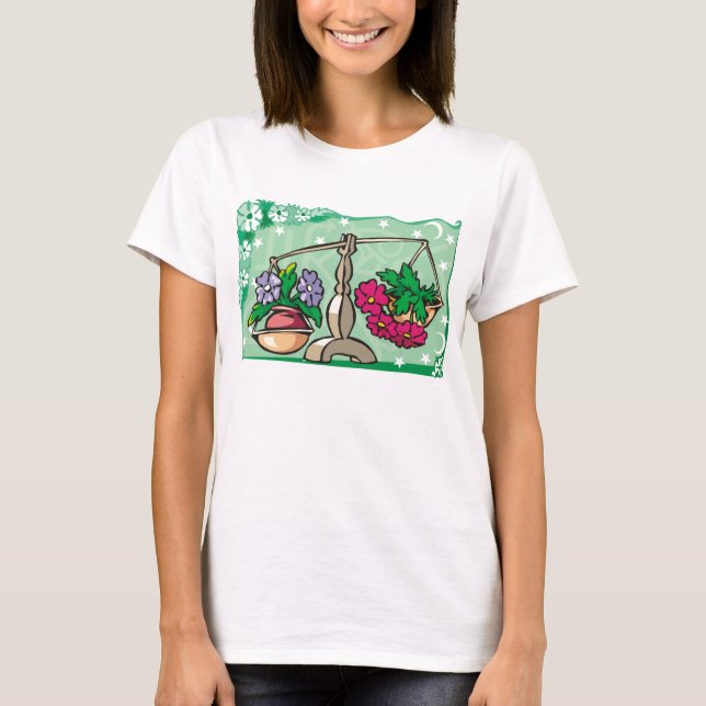 Camiseta Floral Libra Escala que pesa flores (Frente)