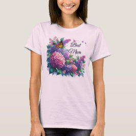 Camiseta Floral Lilases Roxos Melhor Mãe