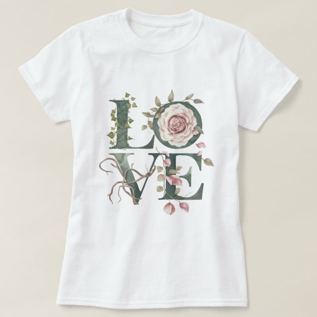 Camiseta Floral Love (Frente do Design)