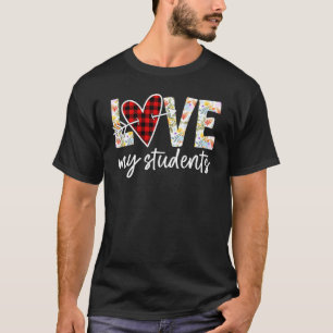 Camiseta Floral Love My Students Buffalo Xadrez Hearrow