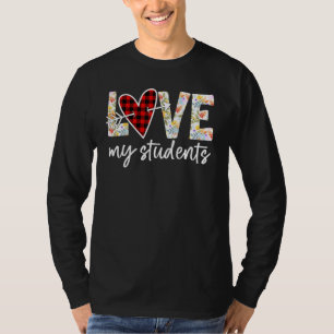 Camiseta Floral Love My Students Buffalo Xadrez Hearrow
