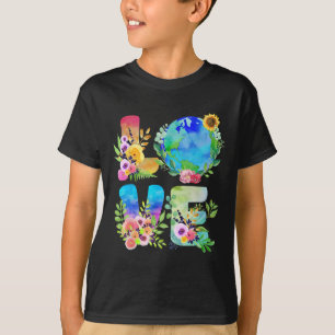 Camiseta Floral Love World Earth Day Todo Dia Ambiental