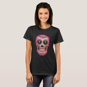 Camiseta Floral magenta do crânio do açúcar