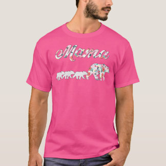 Camiseta Floral Mama Bear, Mãe de 3, Mama e 3 Cubs