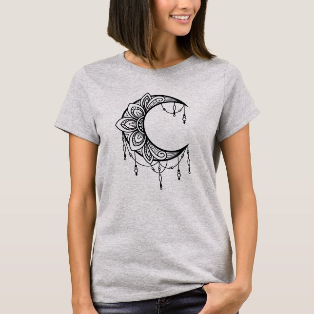 Camiseta Floral Mandala Moon Mulheres (Frente)