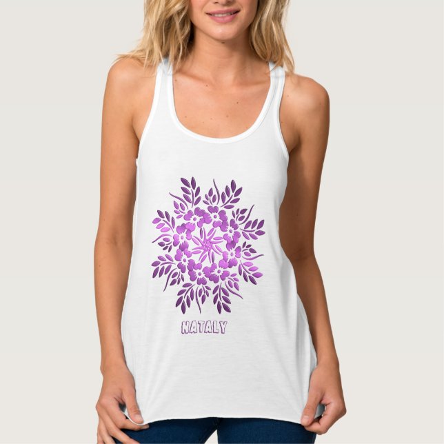 Camiseta Floral Mandala Roxa (Frente)