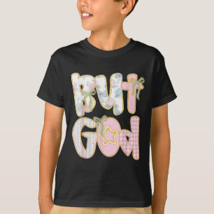 Camiseta Floral Mas Deus Coquete Laço Jesus Versículo Bíbli
