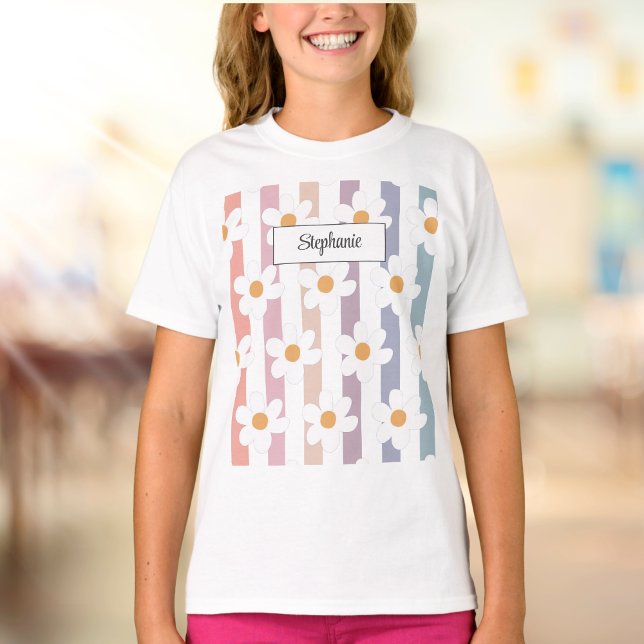 Camiseta Floral Modern Daisy Girly (Criador carregado)