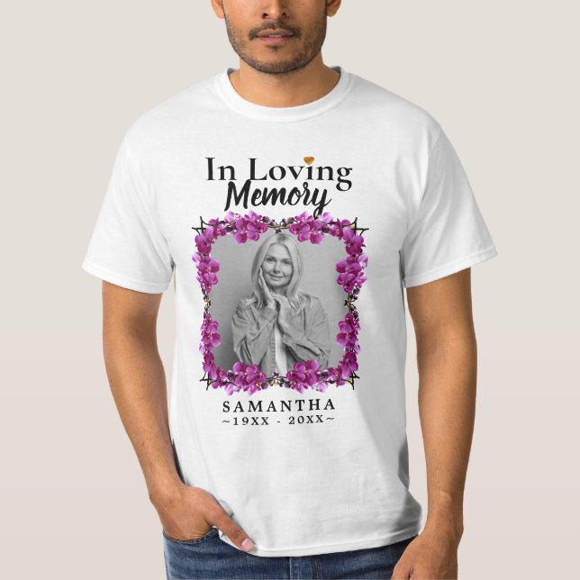 Camiseta Floral na memória adorável Perda de fotos da mãe T (Frente)