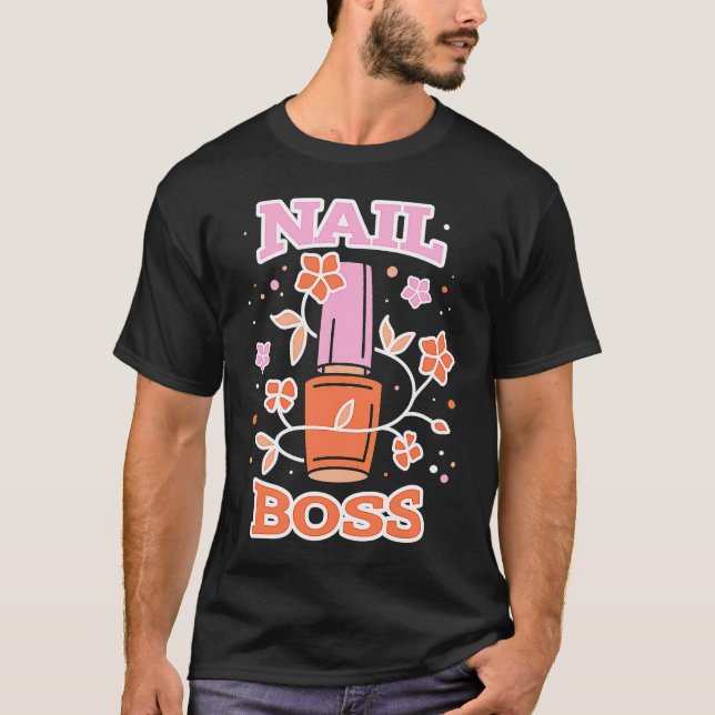 Camiseta Floral Nail Boss Tech Manicure Polished Gel Artist (Frente)
