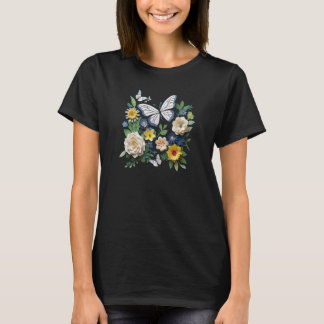 Camiseta Floral Papercraft Graphic Flowers and Butterflies