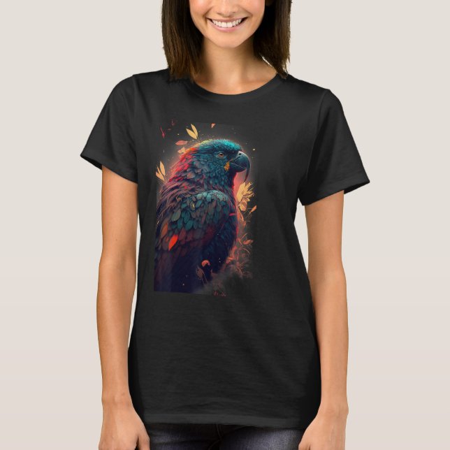 Camiseta Floral Parrot Colourful Scarlet Macaw parrot bird  (Frente)