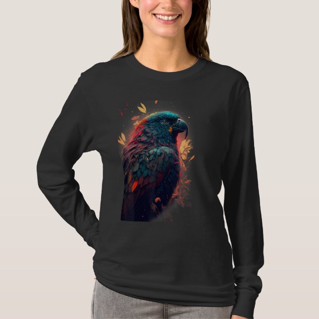Camiseta Floral Parrot Colourful Scarlet Macaw parrot bird  (Frente)