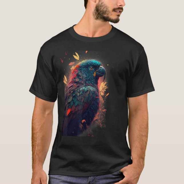 Camiseta Floral Parrot Colourful Scarlet Macaw parrot bird  (Frente)
